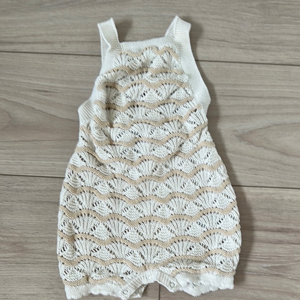 Old Navy Baby Knit Romper in Cream and Tan